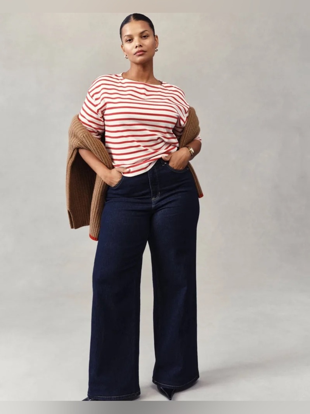 SPANX Wide-Leg Jeans in Dark Indigo
